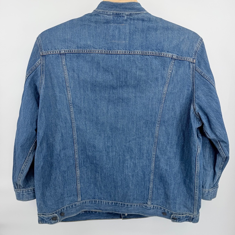 Levi's Premium Denim Trucker Jacket Mens M Blue Medium Wash Cotton Button Front - Picture 2 of 3